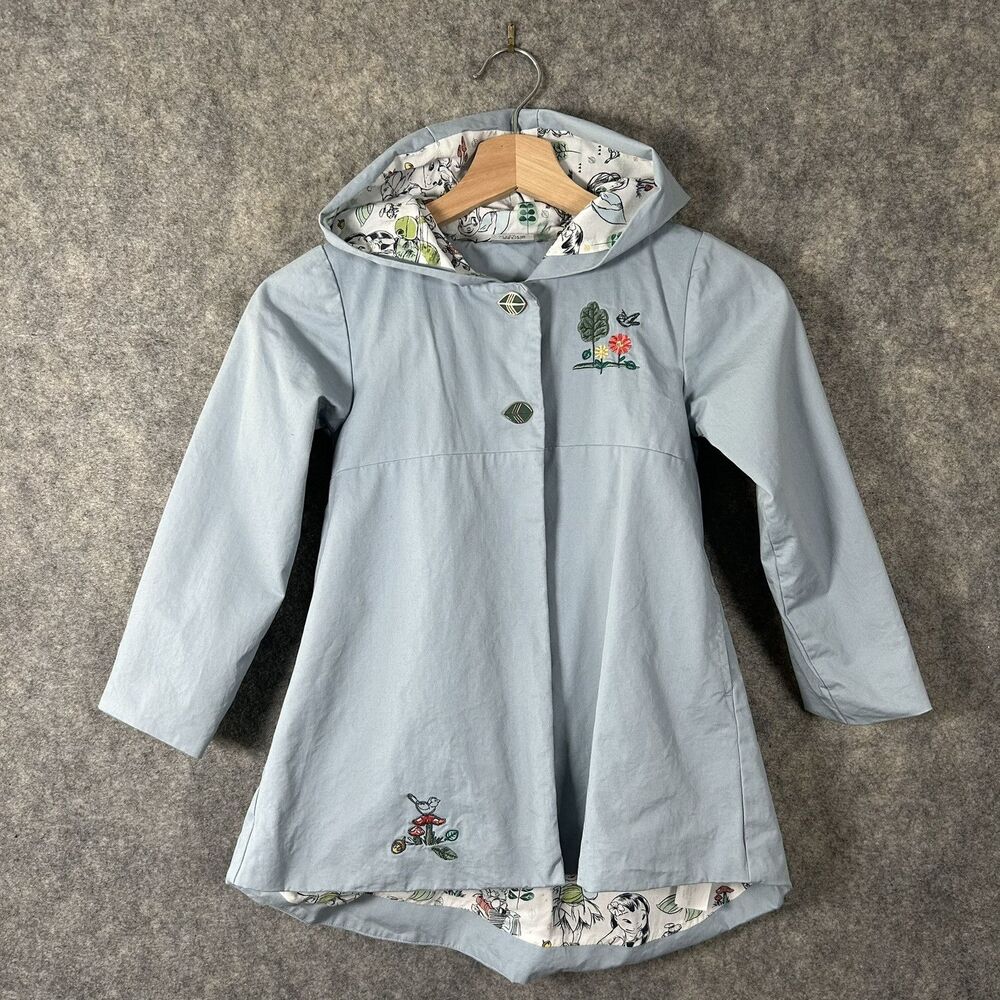 Disney Princess Animator Soft Shell Hooded Jacket Pockets Light Blue Size 5/6
